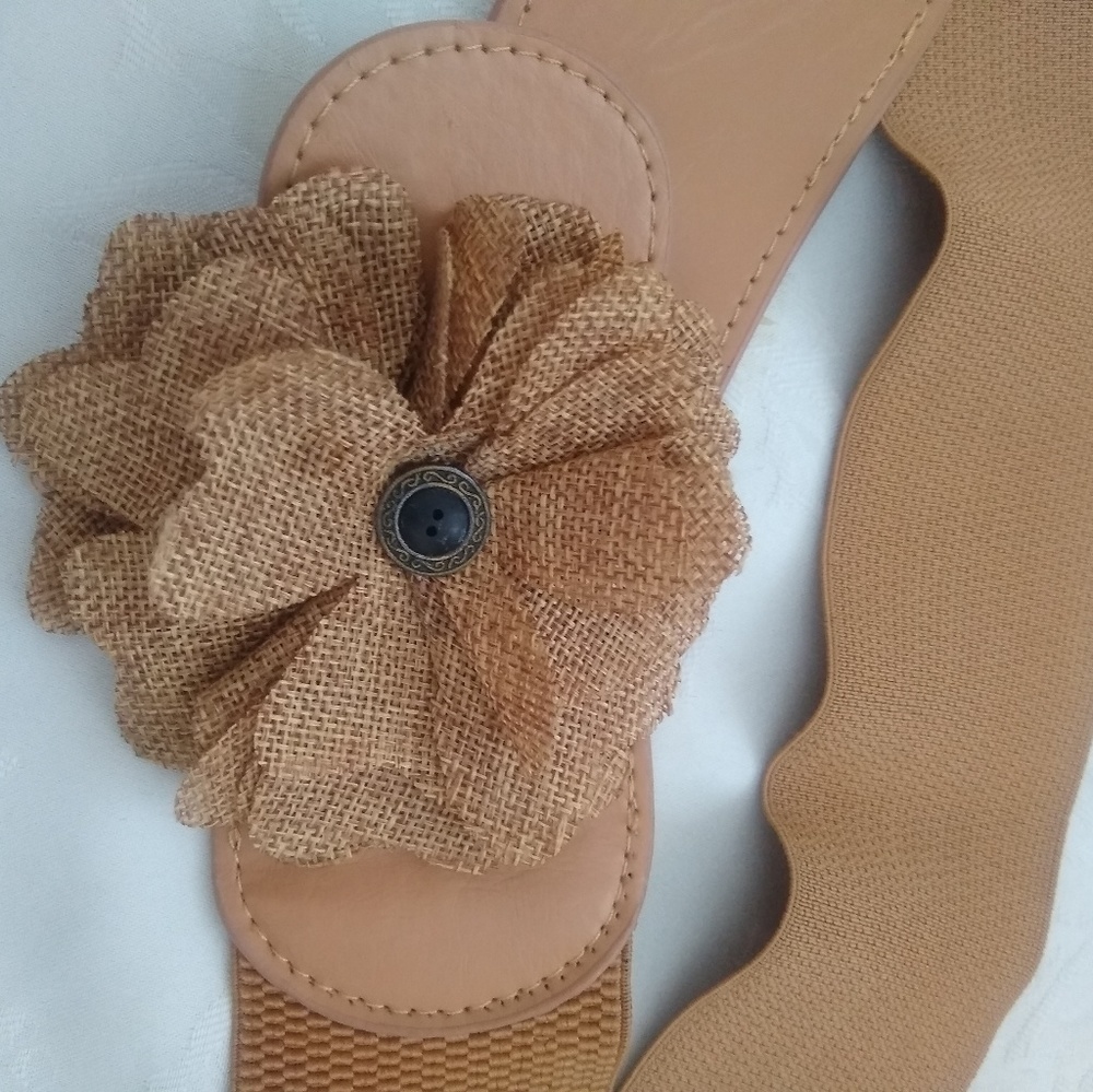 Bohemian flower wide belt elasticized